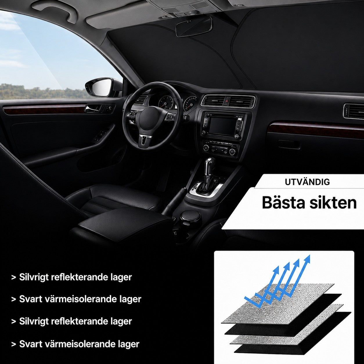 4-Panel Foldable Car Sunshade | Heat & UV Protection for Windscreen
