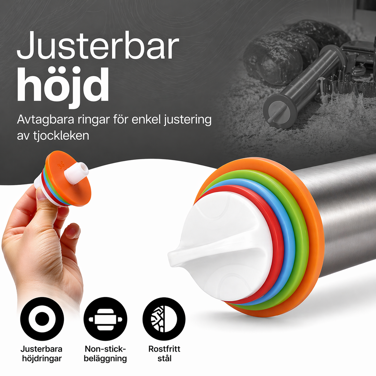 Adjustable Rolling Pin | Perfect Dough Thickness Every Time